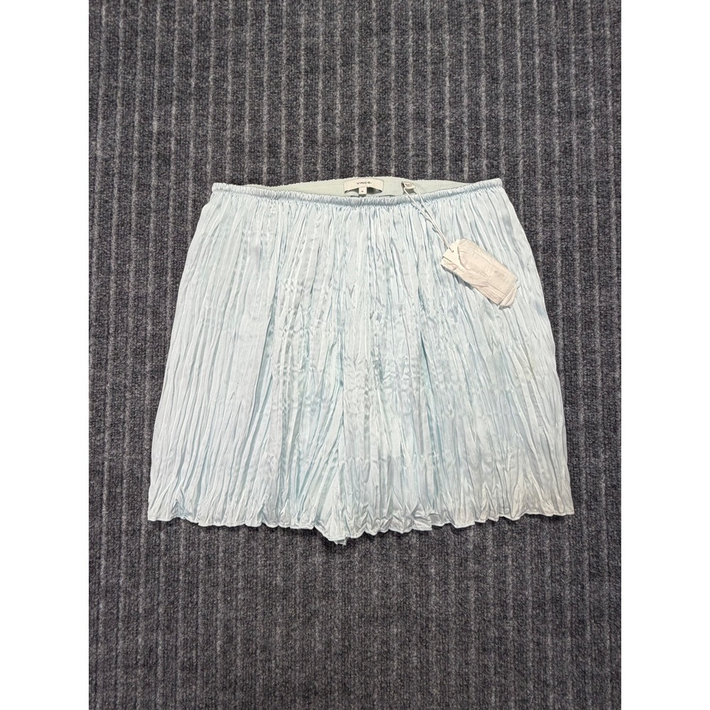 Vince Pleated Satin Shorts Womens Medium Sky Blue NWT Luxe Minimalist Preppy